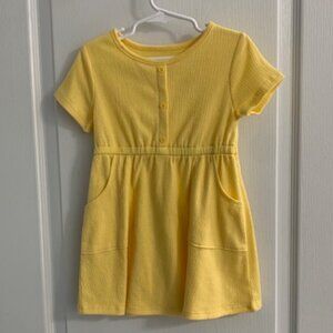 "Okie Dokie" Short-Sleeve Yellow Shirt Dress.  Size 3-T